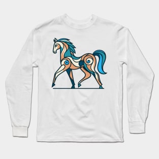 Horse illustration. Illustration of a horse in cubism style Long Sleeve T-Shirt